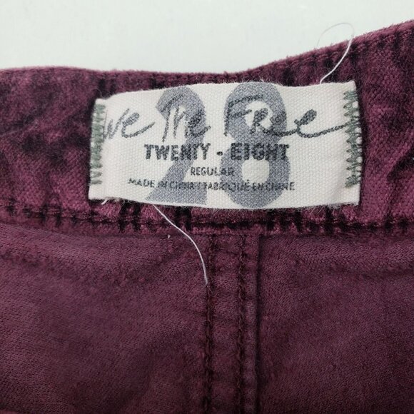 We The Free Velvet Pants Womens 28 Regular Burgundy Red Sweet Jane Skinny Jeans - Picture 10 of 11